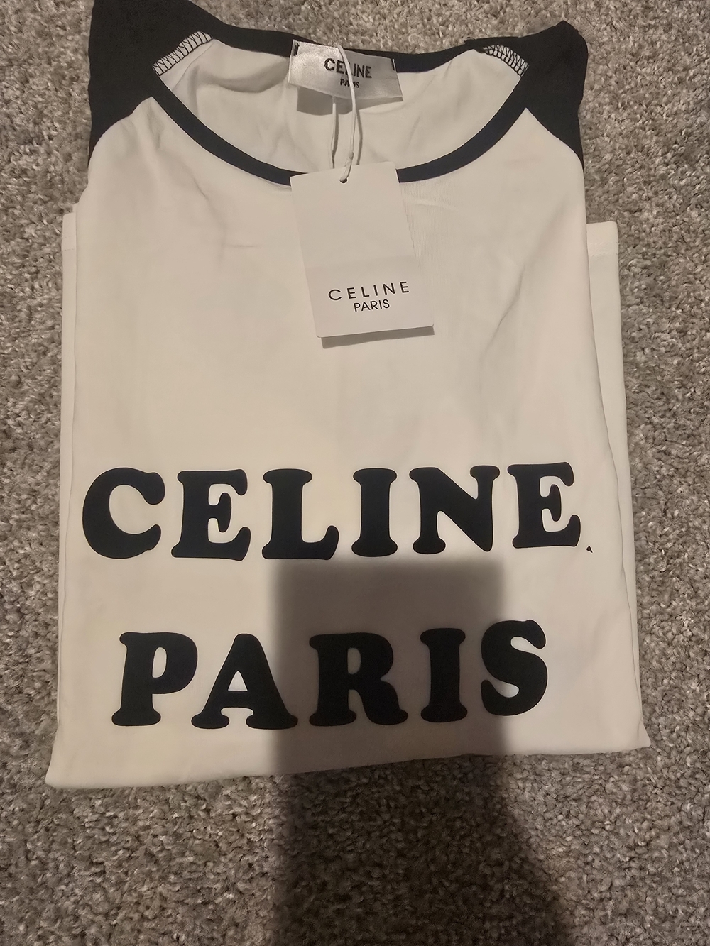 Celine Paris White & Black Logo Tee